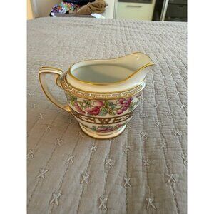 Noritake "Indian Tree" White Porcelain Creamer Gold Rim Vintage Cottage core